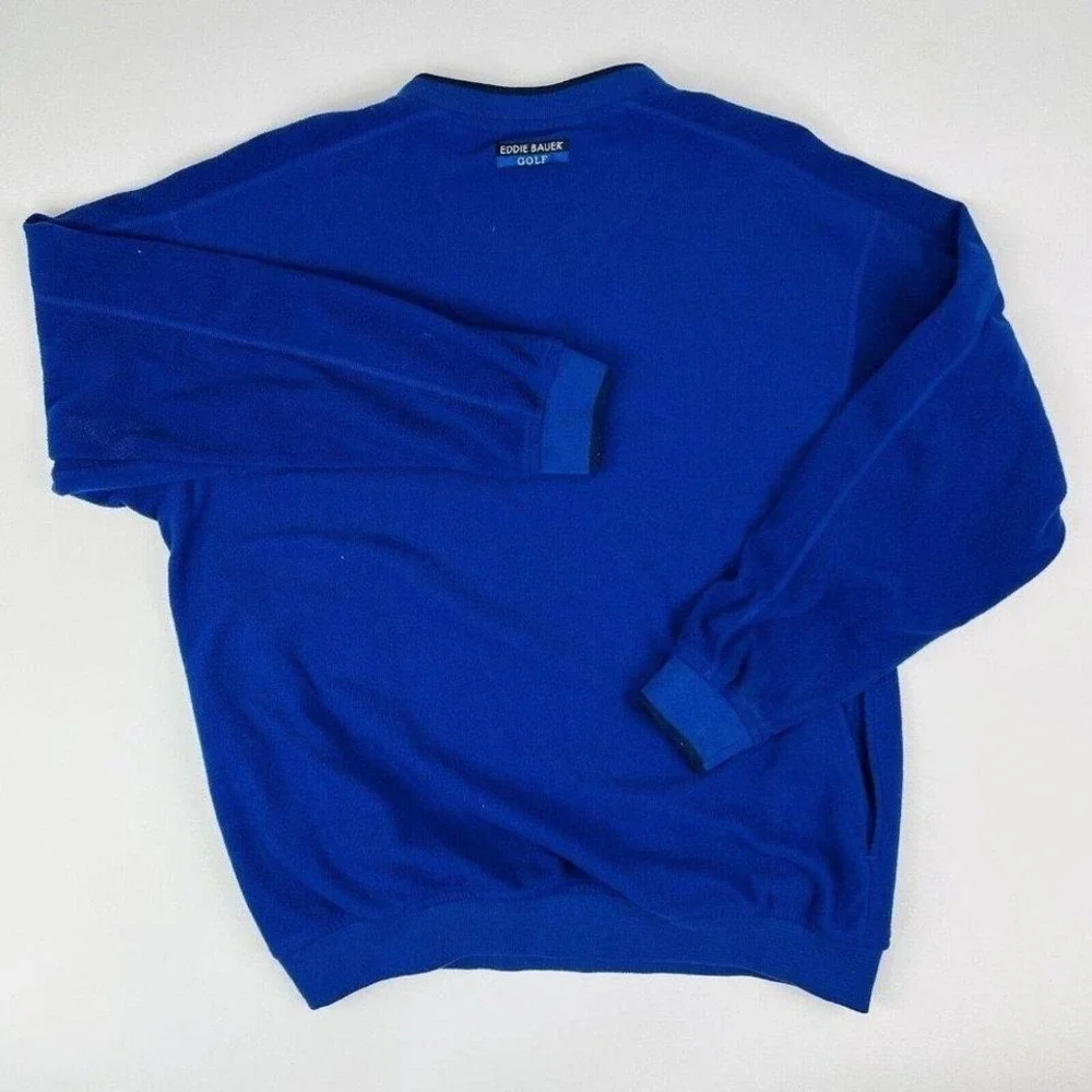 Eddie Bauer Ebtek Golf Blue V Neck Polyester Pullover Sweater Mens Size Medium M